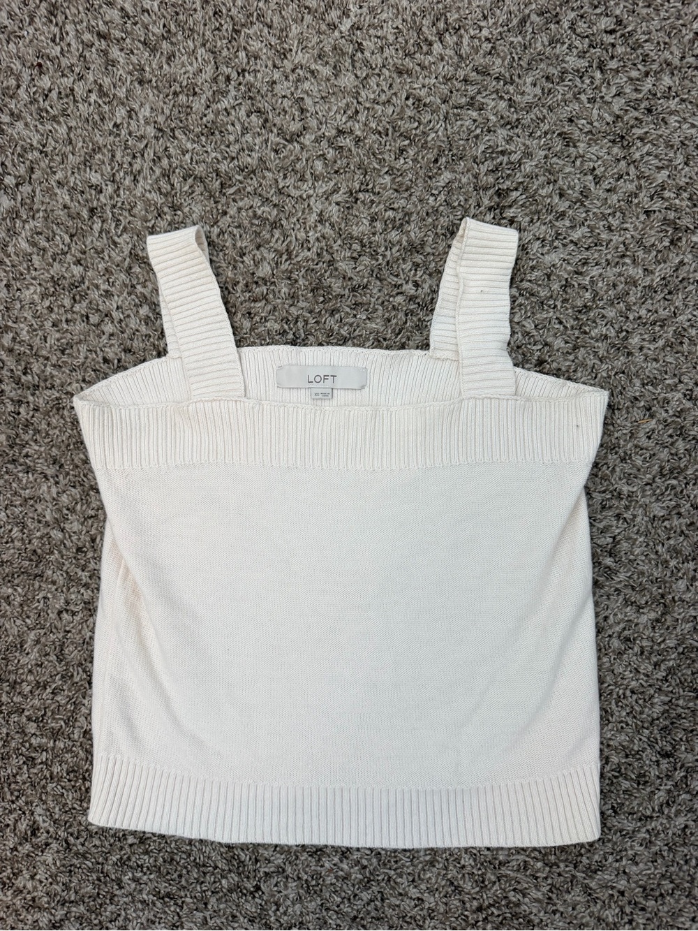 LOFT Cream Ribbed Strap Knit Tank